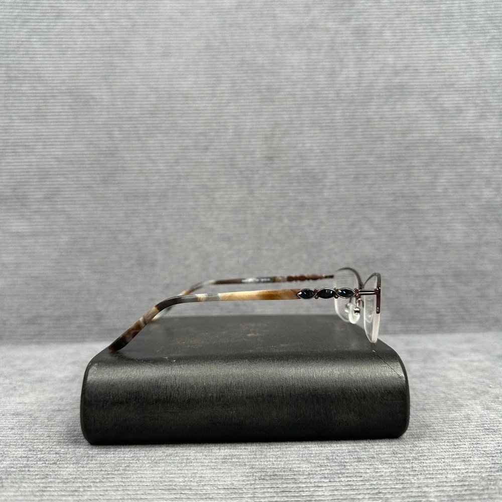 Badgley Mischka Clio Brown Crystal Y2K Cat Eye Eyeglasses 52-18-135